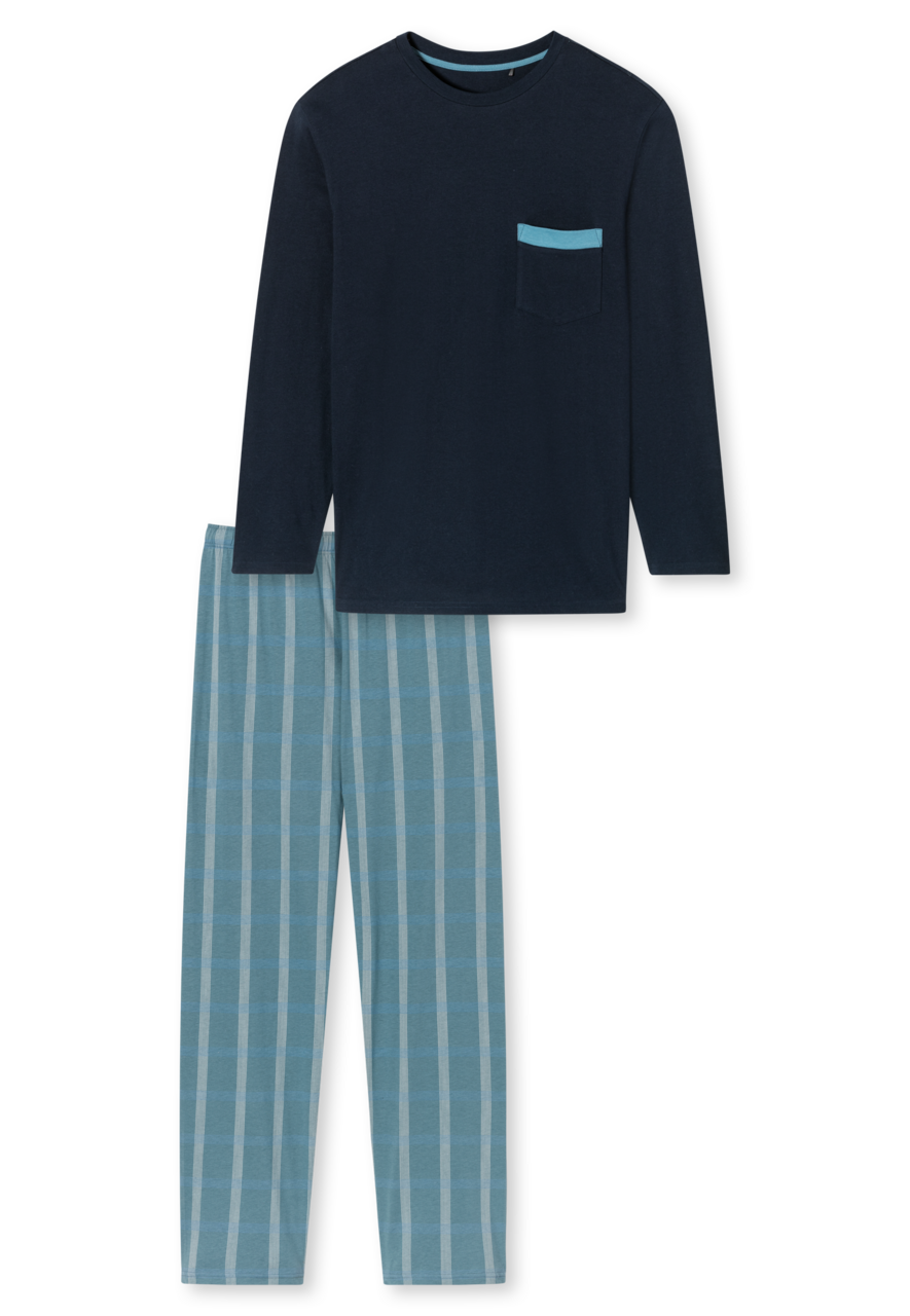 SCHIESSER Comfort Nightwear pyjamaset, heren pyjama lange organic cotton ruiten admiral