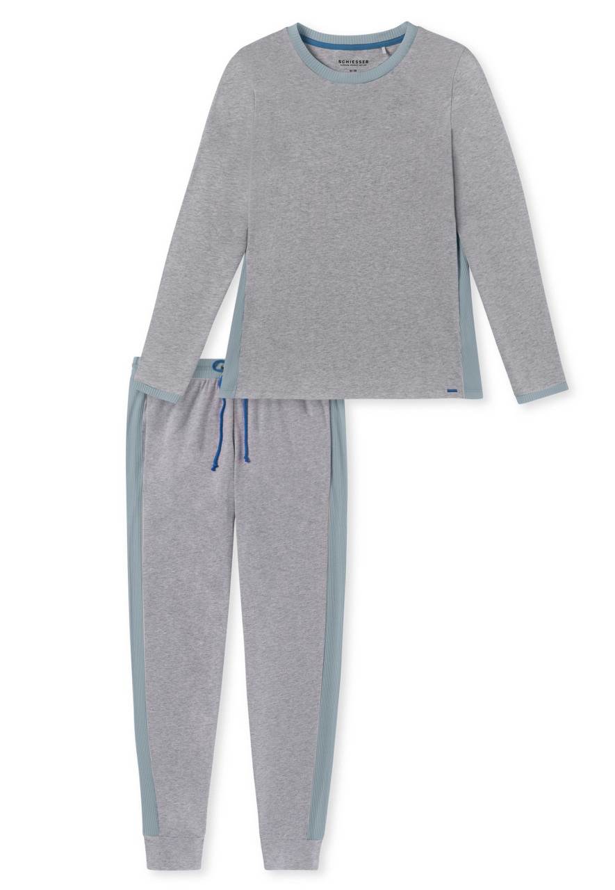 SCHIESSER Casual Nightwear pyjamaset, dames pyjama lang melange biokatoen