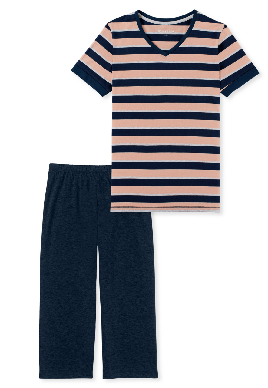 SCHIESSER Casual Essentials pyjamaset, dames pyjama 3/4 lengte multicolour