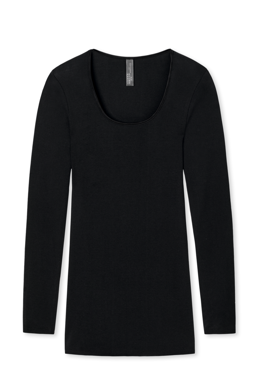 SCHIESSER Luxury T-shirt (1-pack), dames shirt lange mouwen zwart