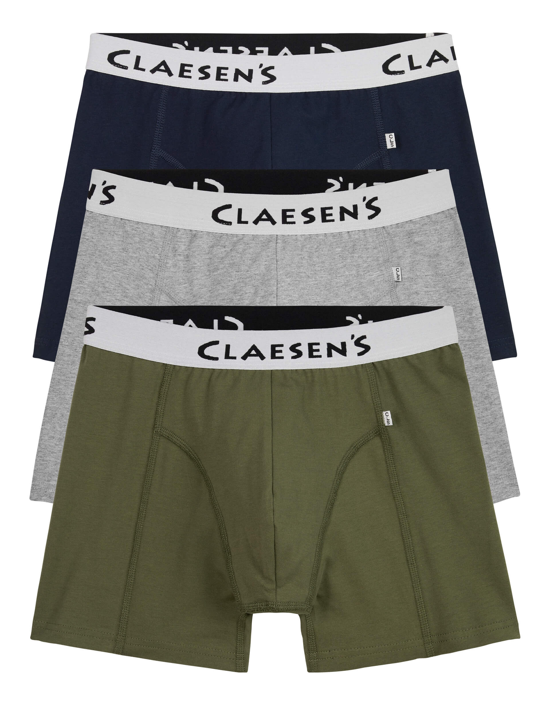Claesen's Basics normale lengte boxer (3-pack), heren boxer, grijs, groen, blauw