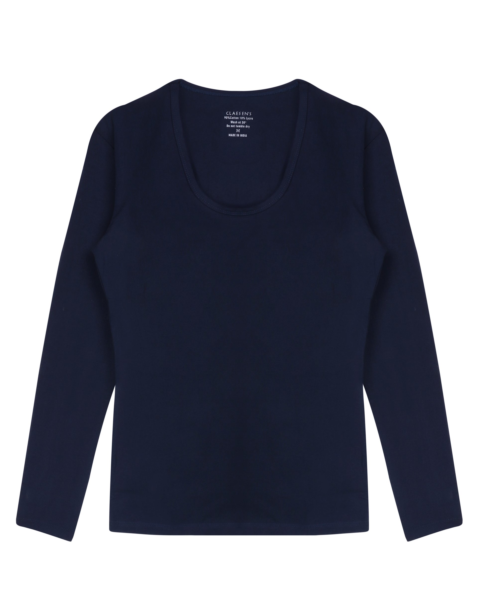 Claesen's dames Basics T-shirt (1-pack), T-shirt lange mouw, blauw