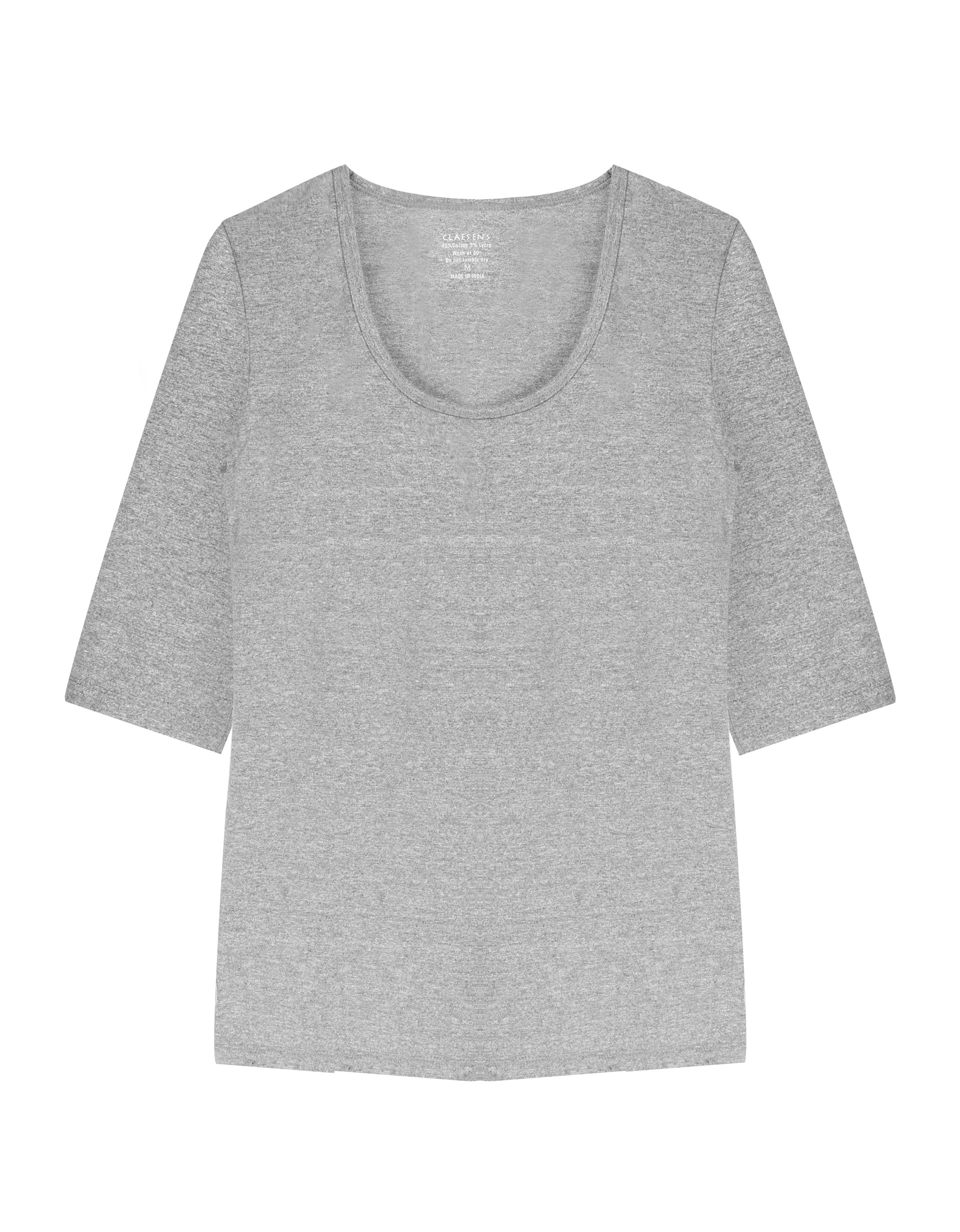 Claesen's dames Basics T-shirt (1-pack), 3/4 mouw O-hals T-shirt, grijs