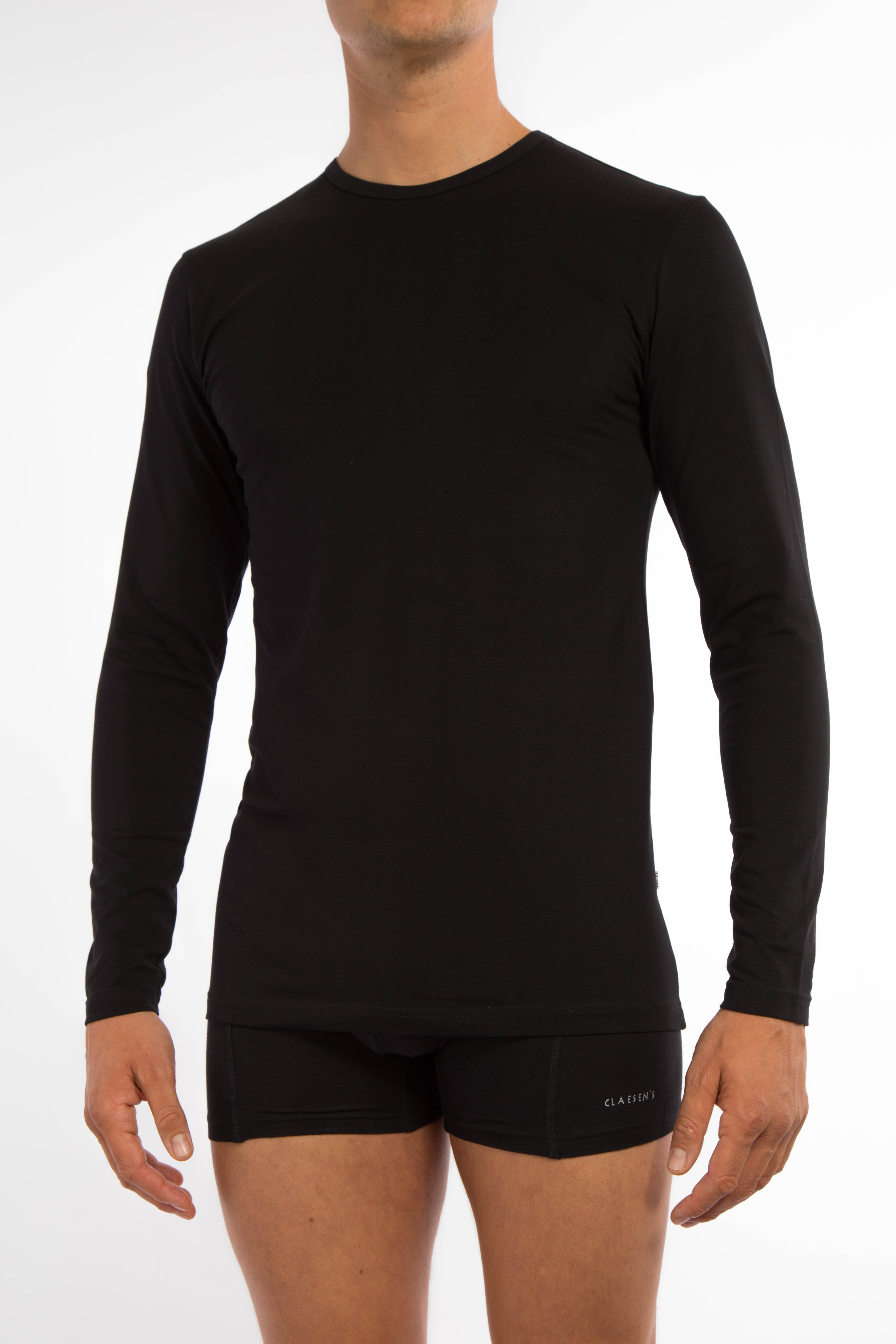 Claesen's Basics T-shirt (1-pack), heren T-shirt lange mouw, zwart