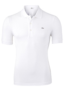 Lacoste stretch slim fit polo, heren polo extra getailleerd, wit